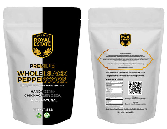 Premium Whole Black Peppercorn - 5 Pounds